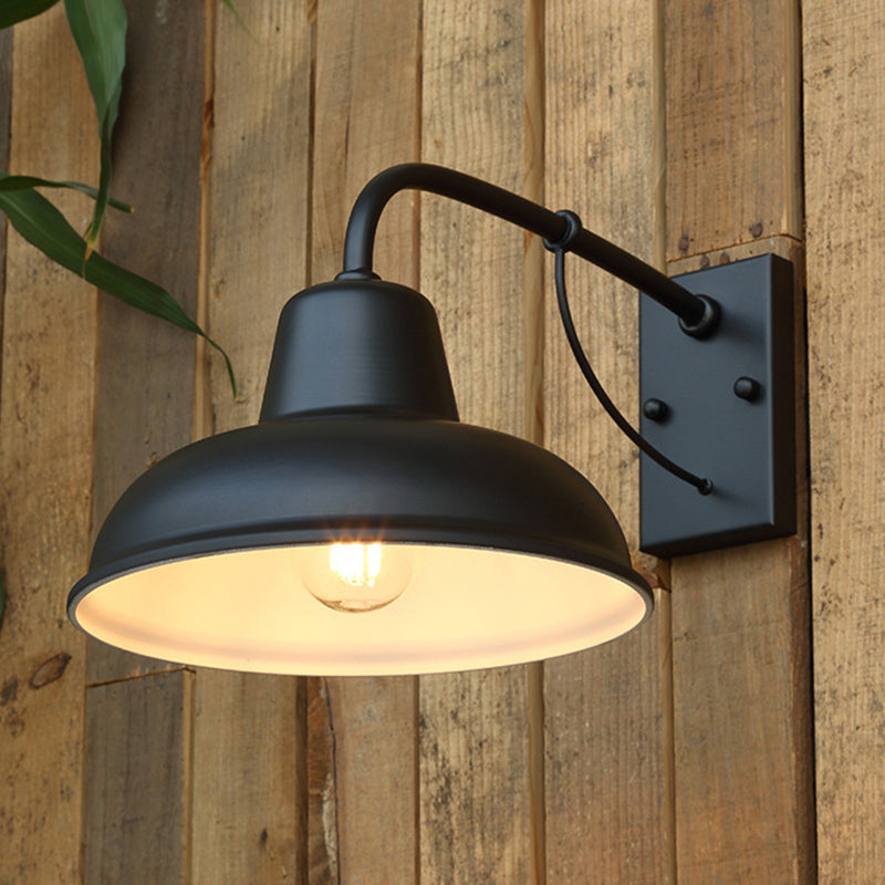 1 lampe murale à dôme légère style industriel noir / mat en métal noir metal luminaire pour extérieur