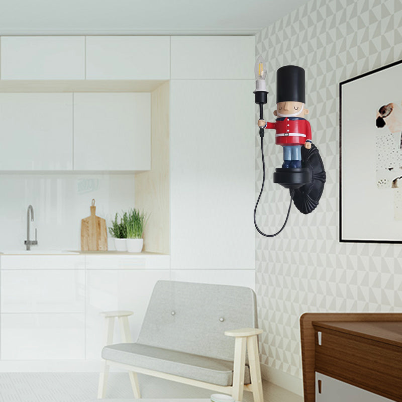 Resin Solider Wall Light met kaarsen 1 hoofd doos wandschenken in het zwart voor Foyer Kitchen