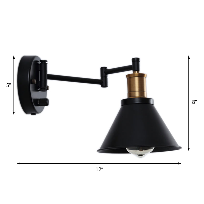 1 Lampenkegel -Lampen -Lampen -Industrie Matt Black Metall Wandmontage für Innenräume