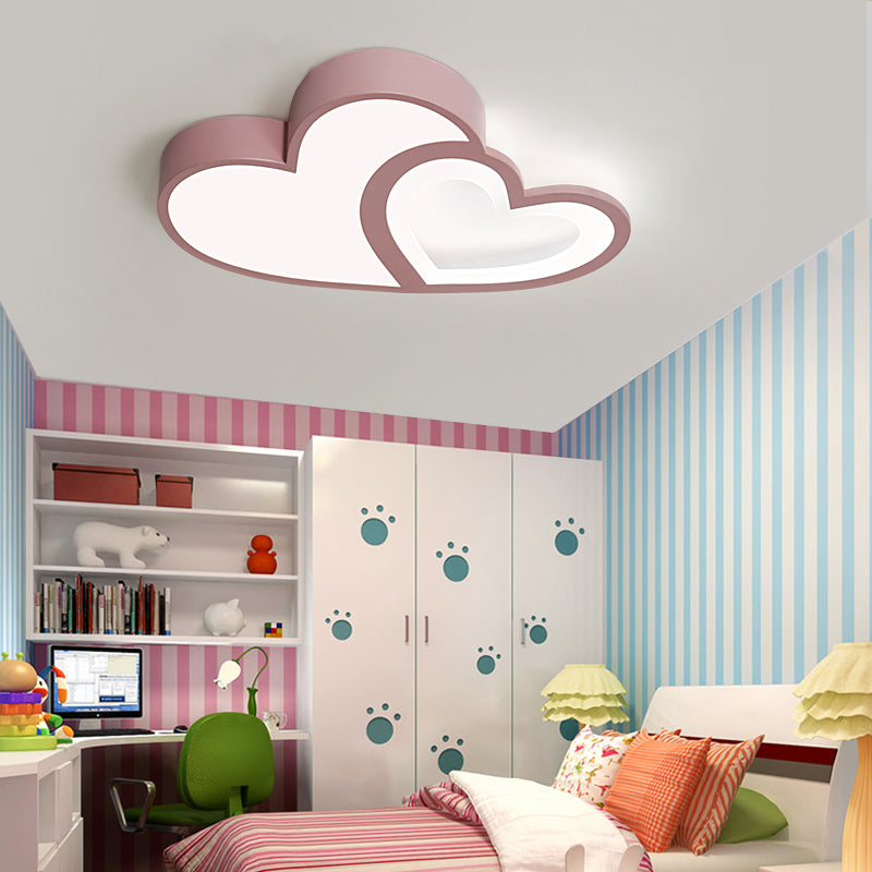 2-Loving Heart plafondmontage licht Macaron Loft acryl LED-plafondlamp voor de kleuterschool