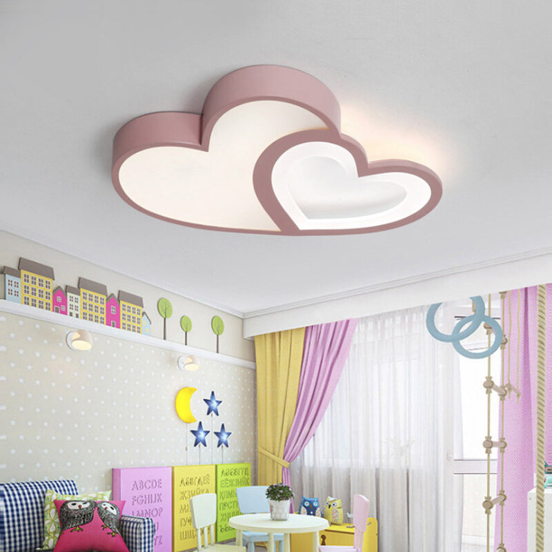2-Loving Heart plafondmontage licht Macaron Loft acryl LED-plafondlamp voor de kleuterschool