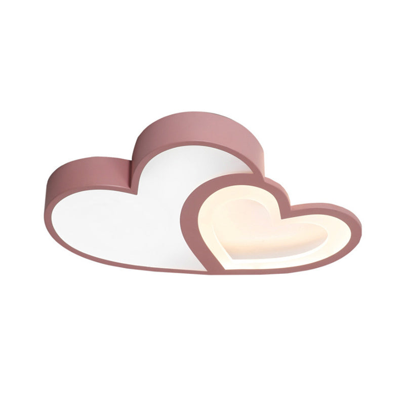 2-Loving Heart plafondmontage licht Macaron Loft acryl LED-plafondlamp voor de kleuterschool