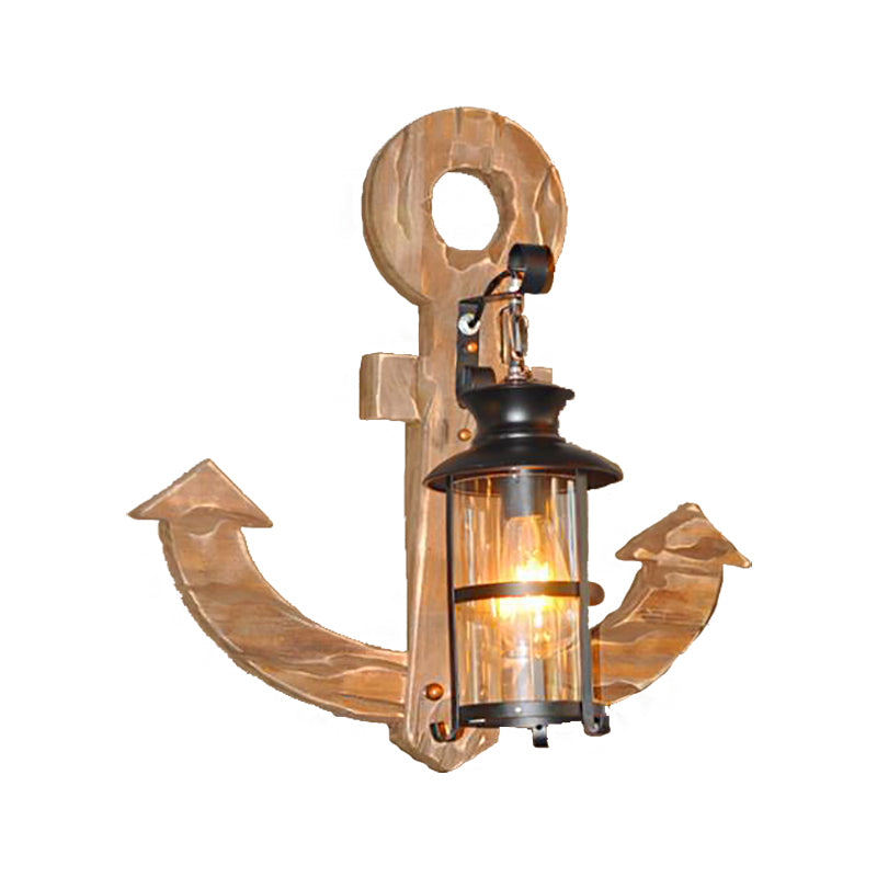 Industrial Cylinder Sconce Lamp Single Bulb Clear Glass Wall Mounted Light in Black with Cage