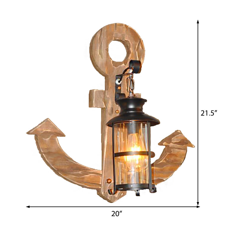 Industrial Cylinder Sconce Lamp Single Bulb Clear Glass Wall Mounted Light in Black with Cage