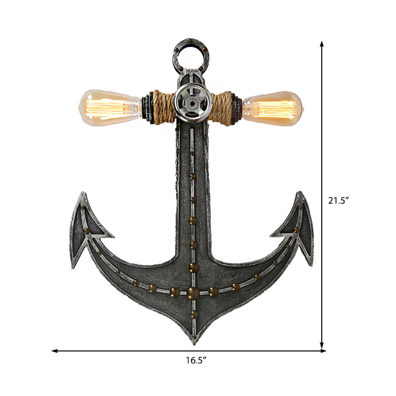 Bombilla expuesta/sombra enjaulada iluminación de chinete de metal industrial 2 luces lámpara montada en la pared de interior en gris para cafetería