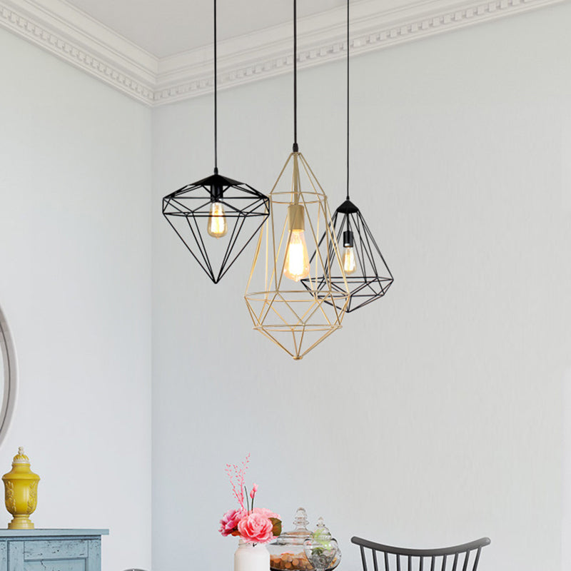Lampada da pranzo a forma di ferro a forma di pietra gemma antica a 1 luce