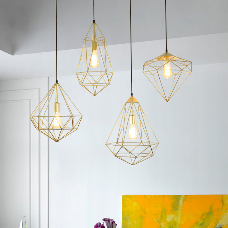 Edelsteenvormige ijzeren hanglampje Antiek 1-licht eetkamer hangende lamp