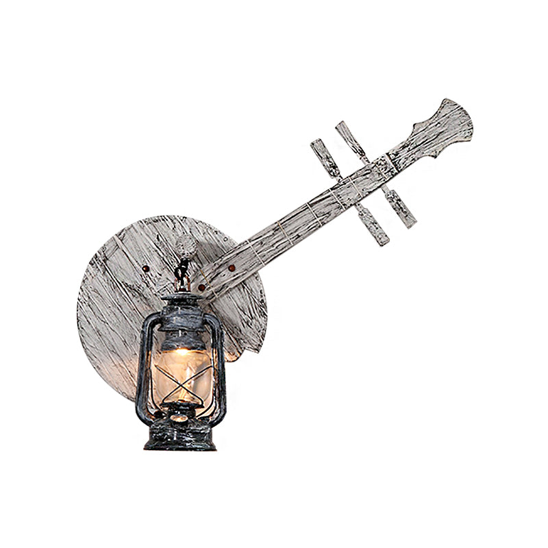 1 lumière claire en verre et lampe murale côtière gris gris lanterne applique intérieure luminaire avec une plaque arrière de l'instrument en bois
