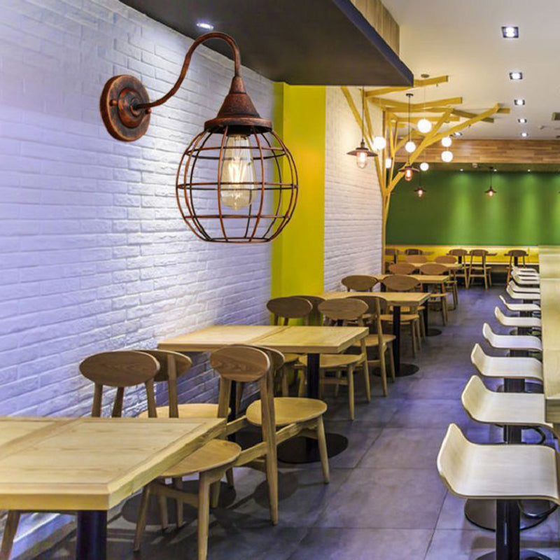 Antique Globe Cage Wall Mount Leuchte Ein-Bulb-Eisenwandleuchte für das Restaurant