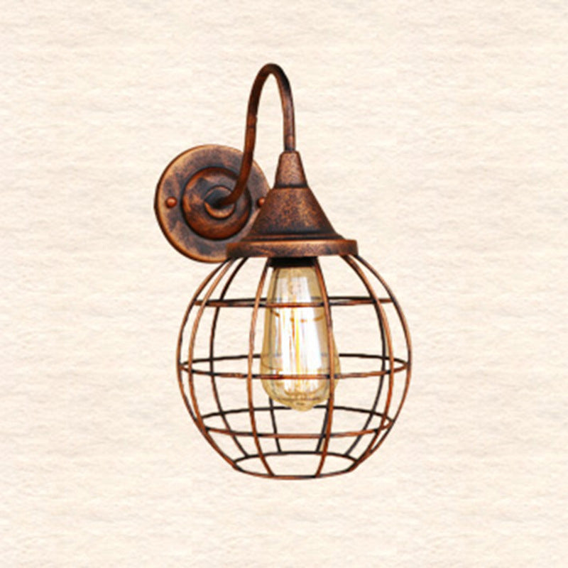 Antique Globe Cage Wall Mount Leuchte Ein-Bulb-Eisenwandleuchte für das Restaurant