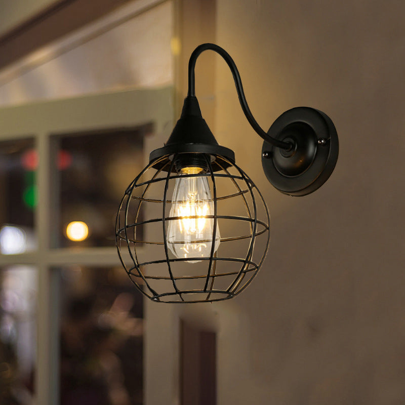 Antique Globe Cage Wall Mount Leuchte Ein-Bulb-Eisenwandleuchte für das Restaurant