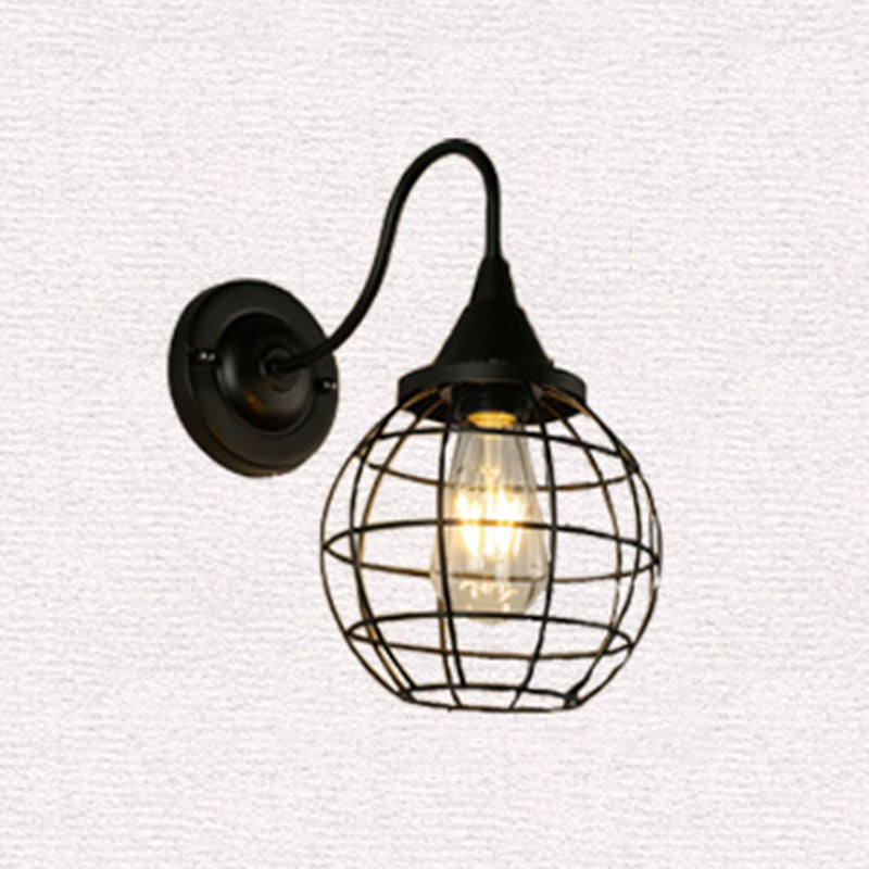 Antique Globe Cage Wall Mount Leuchte Ein-Bulb-Eisenwandleuchte für das Restaurant