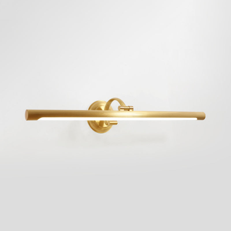 Stick Shaped Powder Room LED Wall Lighting Ideas Simplicity Metal Gold Vanity Sconce Light