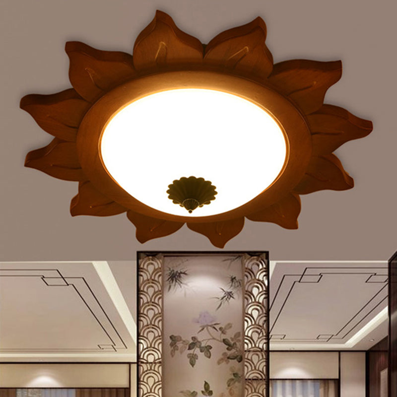 Plafonnier LED en verre opale, pare-soleil industriel, éclairage encastré, marron, pour salon