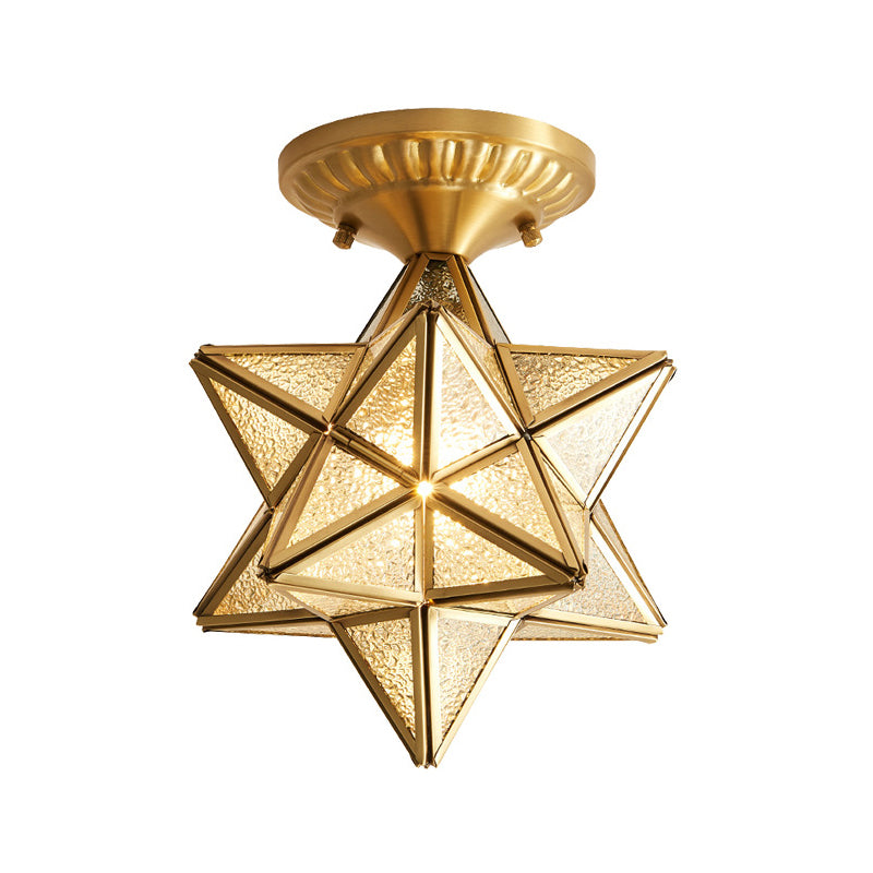 Luz de semi descarga de vidrio de ondulación en forma de estrella de 1 luces de comedor de 1 luces montura de techo de techo en oro