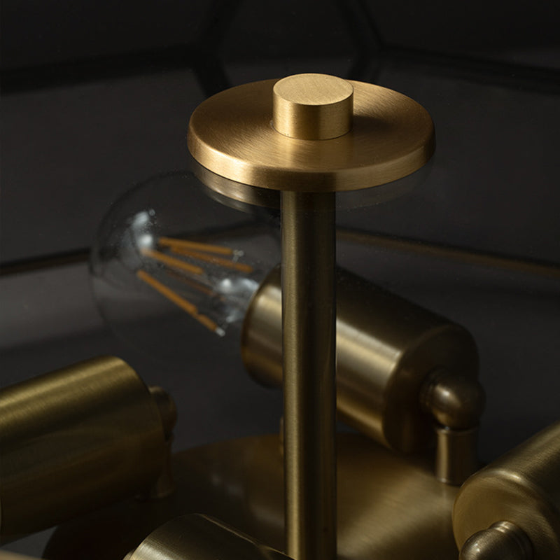 Plafonnier encastré en verre gris fumé, 4 têtes, minimalisme, forme géométrique