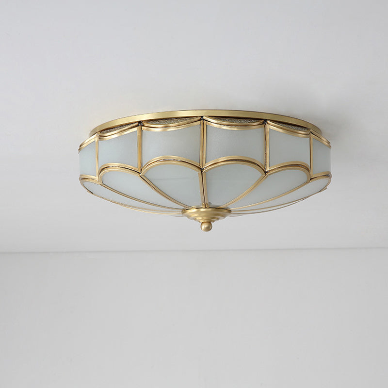 Gold Dome Forma Flush Montaggio Illuminazione Minimalismo Crema Vetro Camera Scarico Soffitto Luce