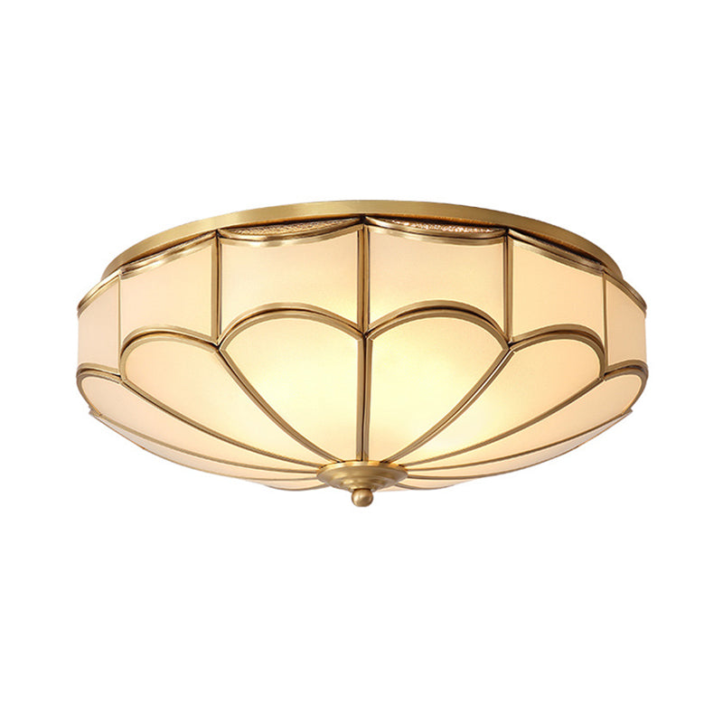 Gold Dome Forma Flush Montaggio Illuminazione Minimalismo Crema Vetro Camera Scarico Soffitto Luce
