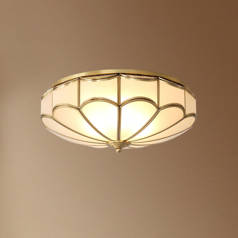 Gold Dome Forma Flush Montaggio Illuminazione Minimalismo Crema Vetro Camera Scarico Soffitto Luce