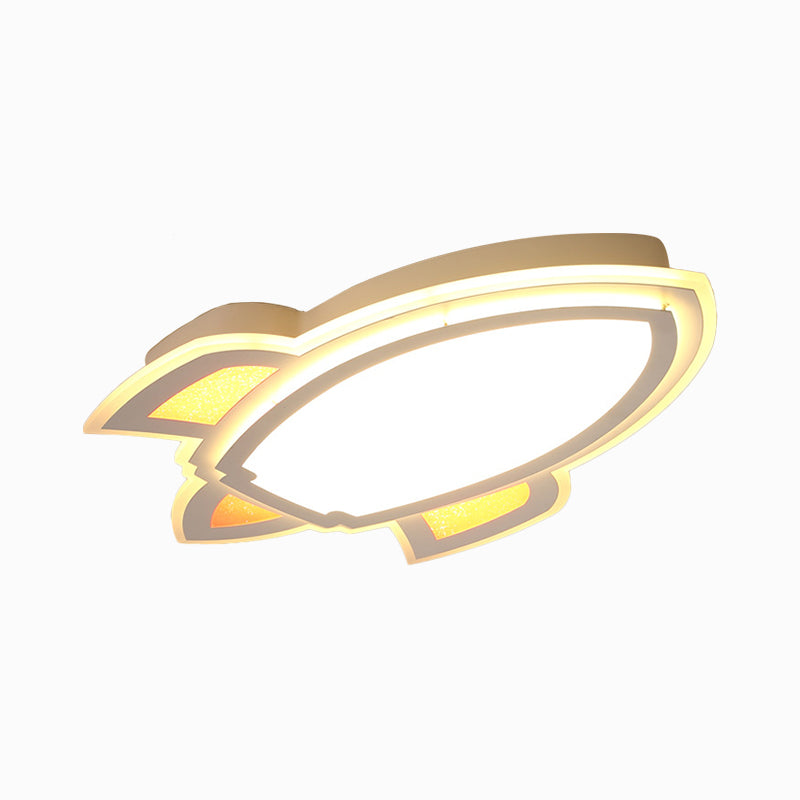 Acrylic Rocket Shaped LED Flush Mount Modern White Flushmount Ceiling Light for Child Room