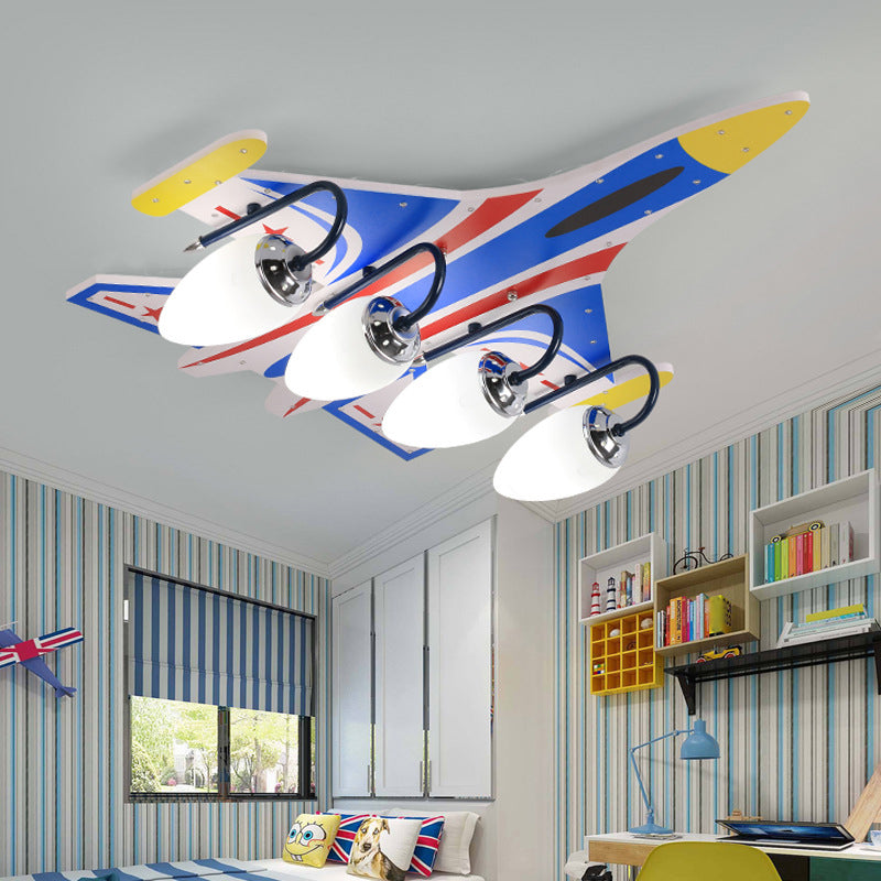 Acrylic Plane Shaped Flush Ceiling Light Contemporary Blue LED Flush Mount Lighting Fixture