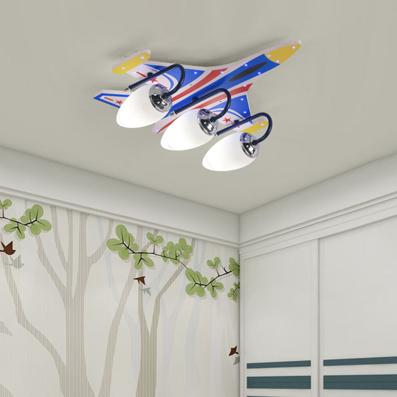 Acrylic Plane Shaped Flush Ceiling Light Contemporary Blue LED Flush Mount Lighting Fixture
