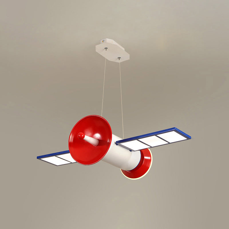 Satellite Shaped Chandelier Lamp Minimalist Acrylic Bedroom LED Hanging Light in Blue-Red