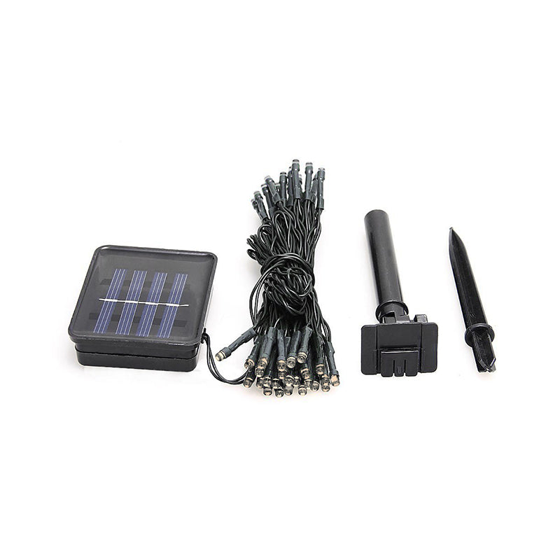 Bead Shape Fairy Lighting Artistic Plastic 50 Bulbs 23ft Black Solar LED String Light