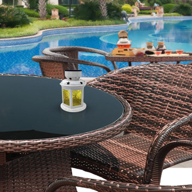 Faceted Lantern Backyard Solar Pendant Light Metal Decorative LED Landscape Light in White