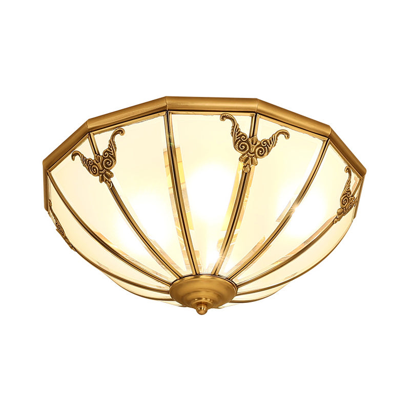 Lustre semi-encastré en forme de dôme en verre opale, éclairage classique pour chambre à coucher, doré