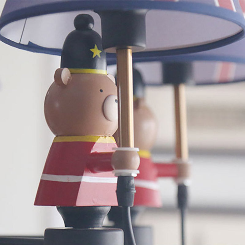 Amerikanischer Bärer Kronleuchter Metall 5 Lichter Blauer Schattenhängeanhänger für Kinderschlafzimmer