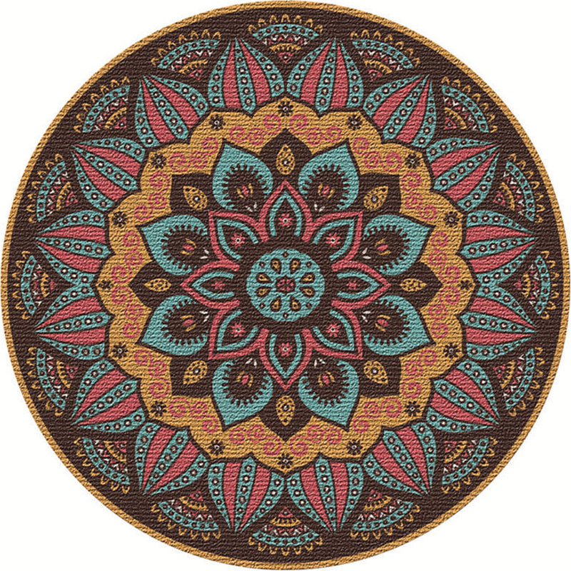 Exotic Moroccan Rug Multi Color Flower Pattern Rug Anti-Slip Pet Friendly Stain Resistant Carpet for Home