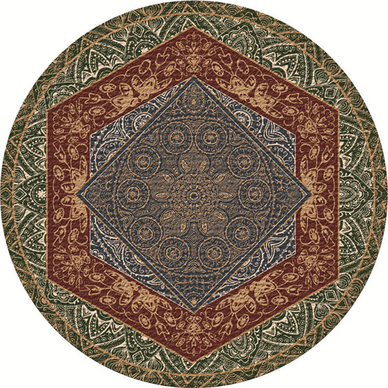 Moroccan Living Room Rug Multi-Color Flower Rug Polyester Machine Washable Stain Resistant Non-Slip Backing Area Carpet