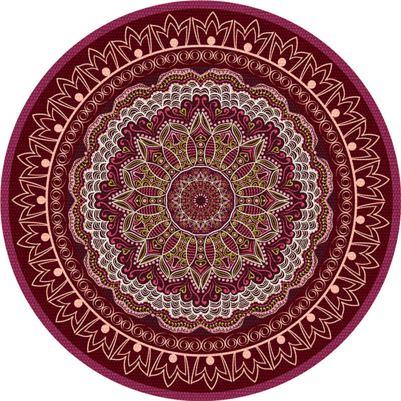 Moroccan Living Room Rug Multi-Color Flower Rug Polyester Machine Washable Stain Resistant Non-Slip Backing Area Carpet