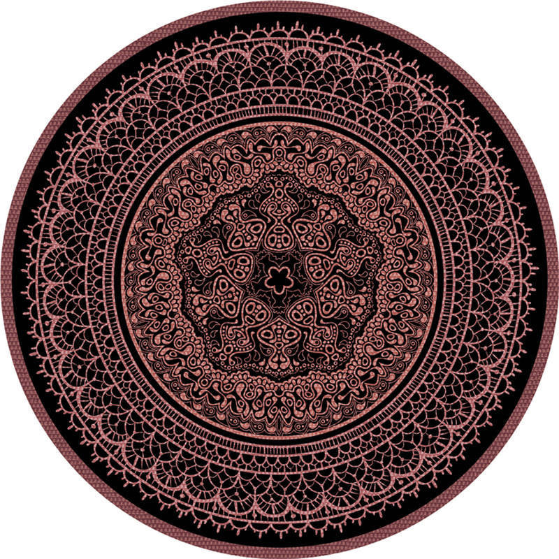 Moroccan Living Room Rug Multi-Color Flower Rug Polyester Machine Washable Stain Resistant Non-Slip Backing Area Carpet