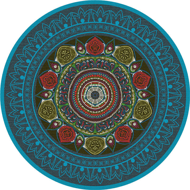 Moroccan Living Room Rug Multi-Color Flower Rug Polyester Machine Washable Stain Resistant Non-Slip Backing Area Carpet
