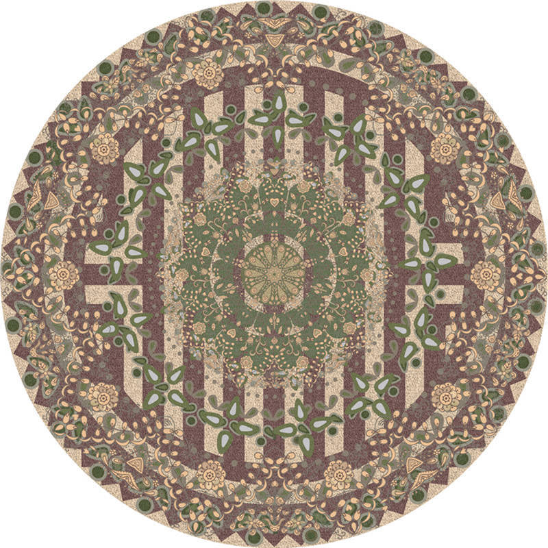 Moroccan Living Room Rug Multi-Color Flower Rug Polyester Machine Washable Stain Resistant Non-Slip Backing Area Carpet
