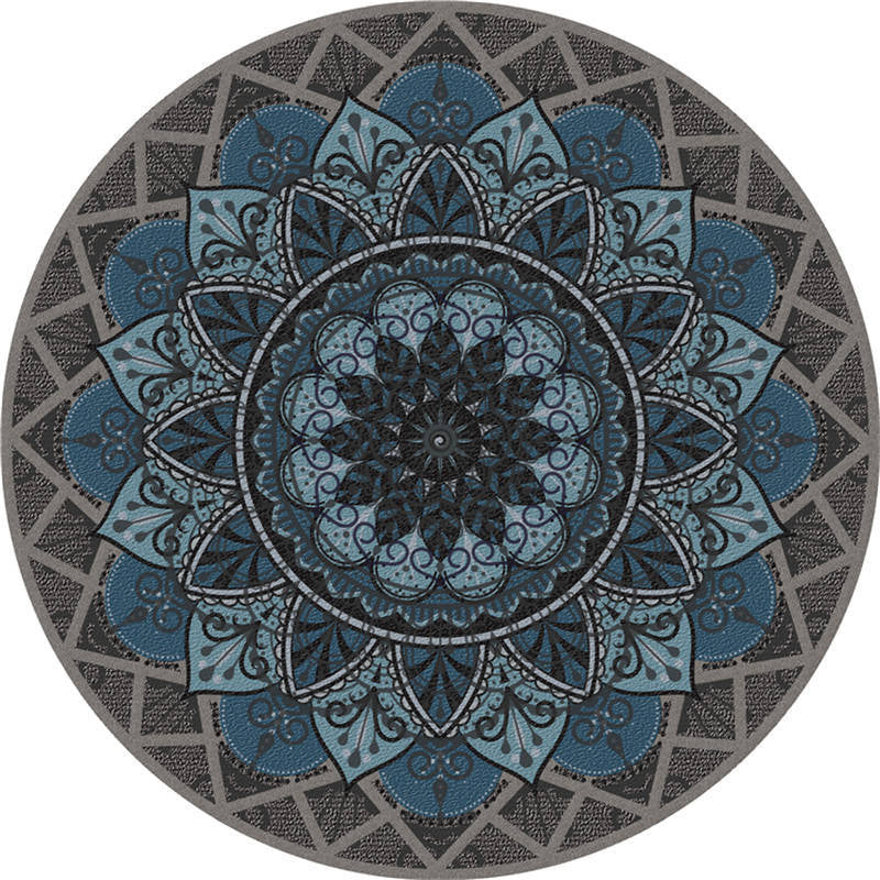 Moroccan Living Room Rug Multi-Color Flower Rug Polyester Machine Washable Stain Resistant Non-Slip Backing Area Carpet
