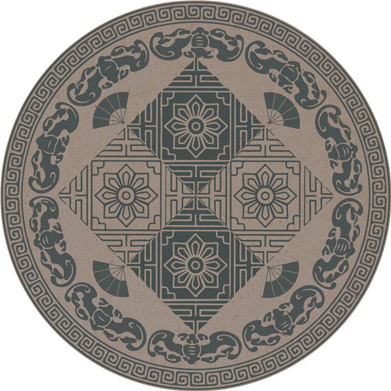 Moroccan Living Room Rug Multi-Color Flower Rug Polyester Machine Washable Stain Resistant Non-Slip Backing Area Carpet