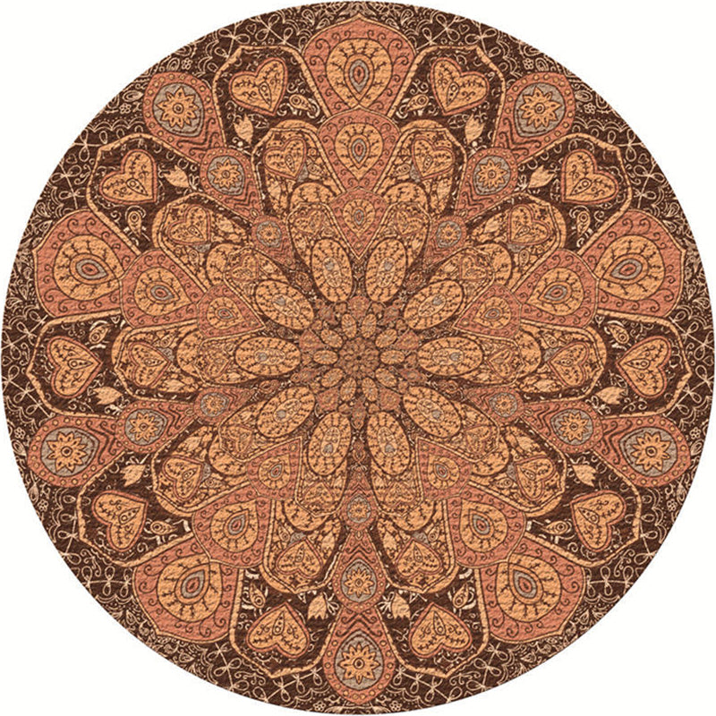 Moroccan Living Room Rug Multi-Color Flower Rug Polyester Machine Washable Stain Resistant Non-Slip Backing Area Carpet