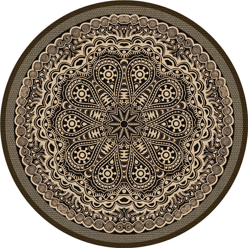 Moroccan Living Room Rug Multi-Color Flower Rug Polyester Machine Washable Stain Resistant Non-Slip Backing Area Carpet