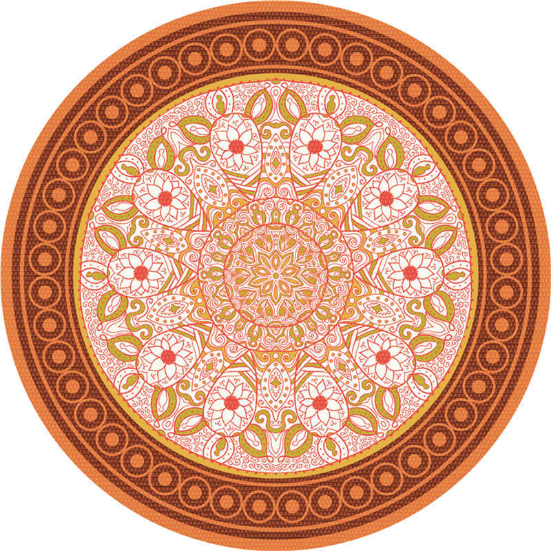 Moroccan Living Room Rug Multi-Color Flower Rug Polyester Machine Washable Stain Resistant Non-Slip Backing Area Carpet