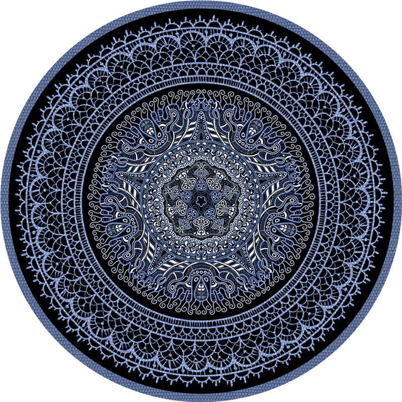 Moroccan Living Room Rug Multi-Color Flower Rug Polyester Machine Washable Stain Resistant Non-Slip Backing Area Carpet