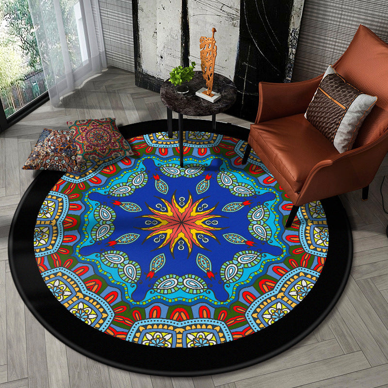 Nostalgic Multicolor Tribal Print Rug Polypropylene Moroccan Carpet Pet Friendly Stain Resistant Non-Slip Rug for Great Room