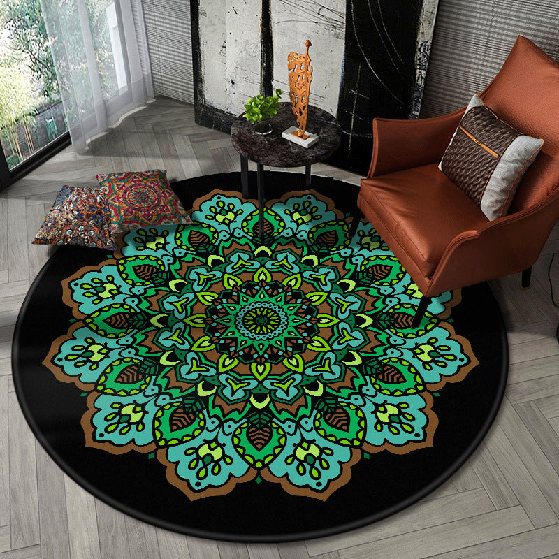 Nostalgic Multicolor Tribal Print Rug Polypropylene Moroccan Carpet Pet Friendly Stain Resistant Non-Slip Rug for Great Room