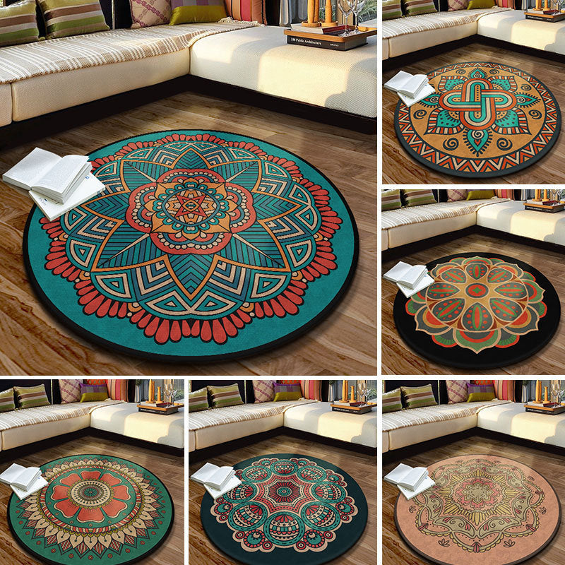 Multi Color Moroccan Rug Synthetics Blossom Patterned Carpet Anti-Slip Backing Stain Resistant Machine Washable Rug for Dining Room