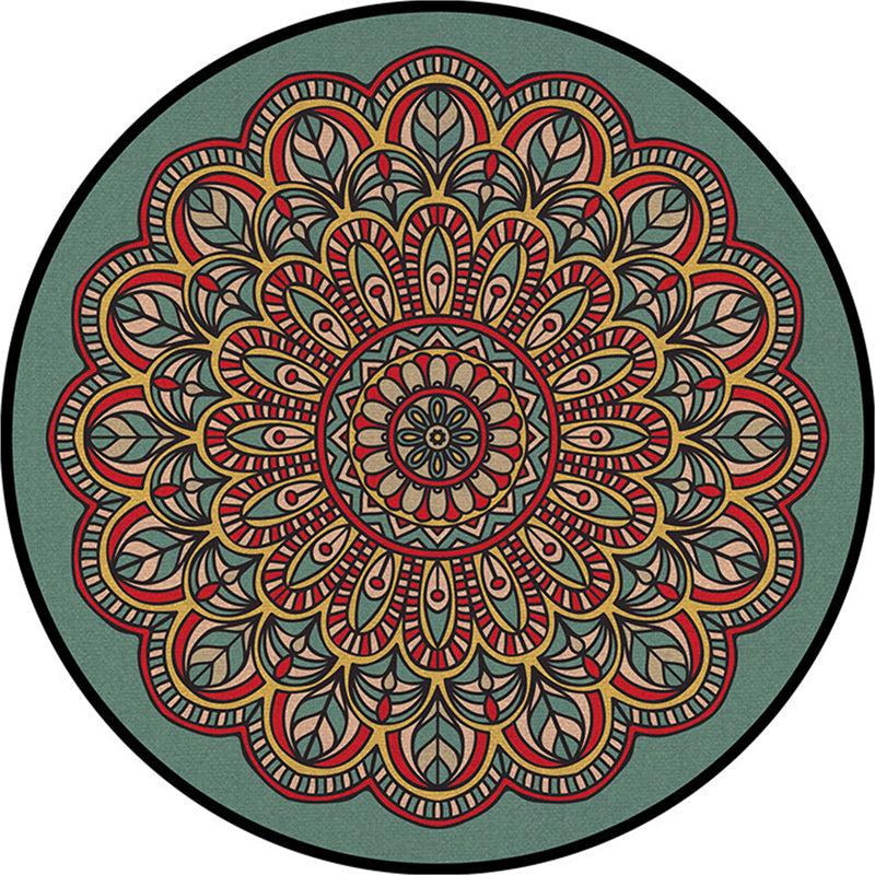 Multi Color Moroccan Rug Synthetics Blossom Patterned Carpet Anti-Slip Backing Stain Resistant Machine Washable Rug for Dining Room