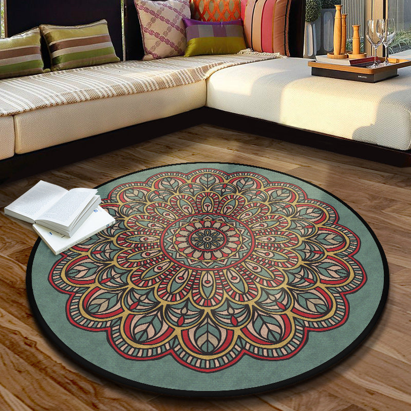 Multi Color Moroccan Rug Synthetics Blossom Patterned Carpet Anti-Slip Backing Stain Resistant Machine Washable Rug for Dining Room