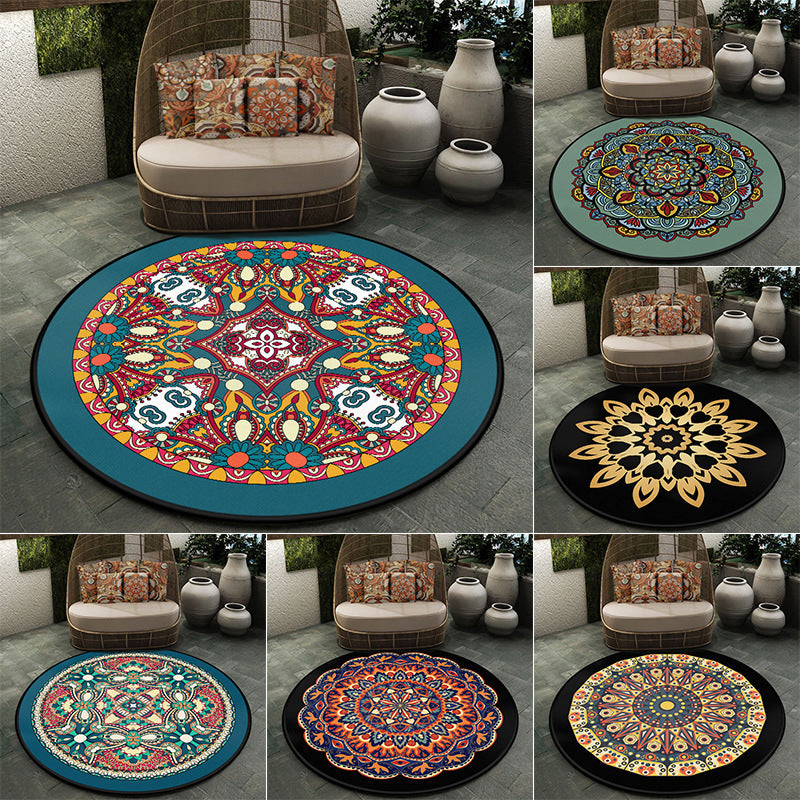Moroccan Symmetric Patterned Rug Multi Color Polyester Carpet Machine Washable Non-Slip Pet Friendly Rug for Living Room