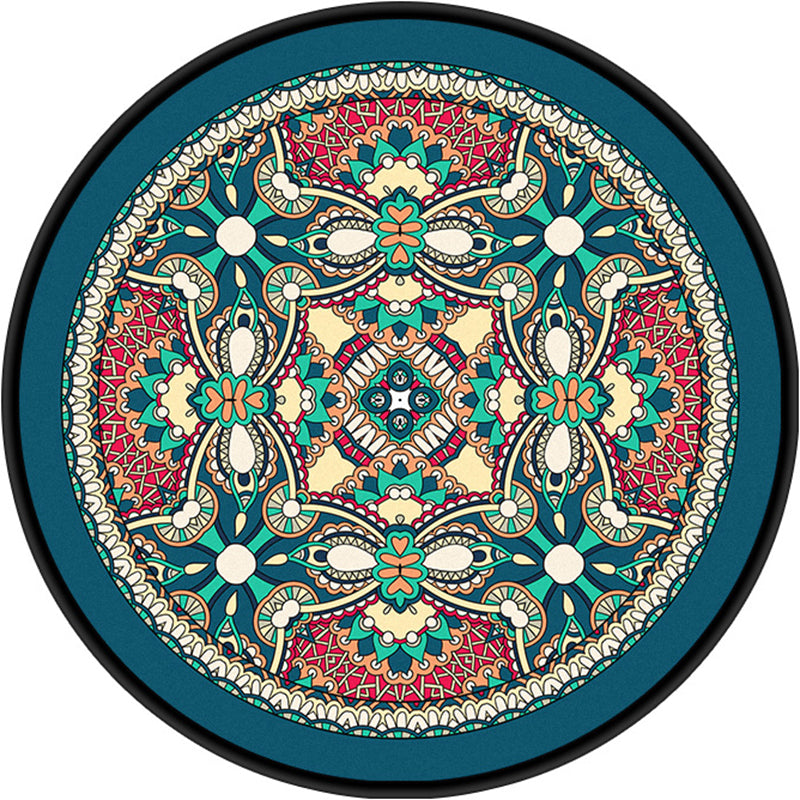 Moroccan Symmetric Patterned Rug Multi Color Polyester Carpet Machine Washable Non-Slip Pet Friendly Rug for Living Room